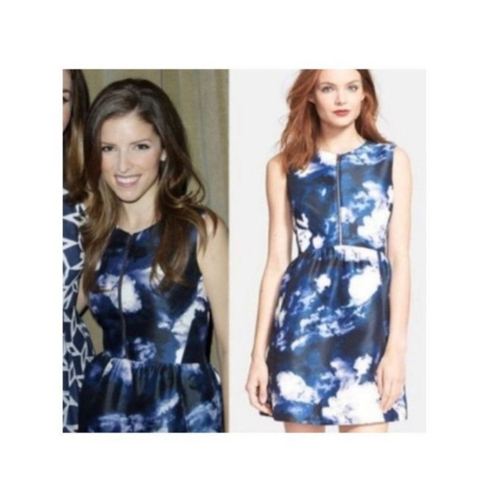 Kate Spade Blue Abstract Cloud Mini Cocktail Dress Size 4